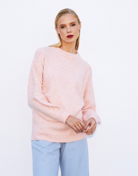 Knit sweater with pearls