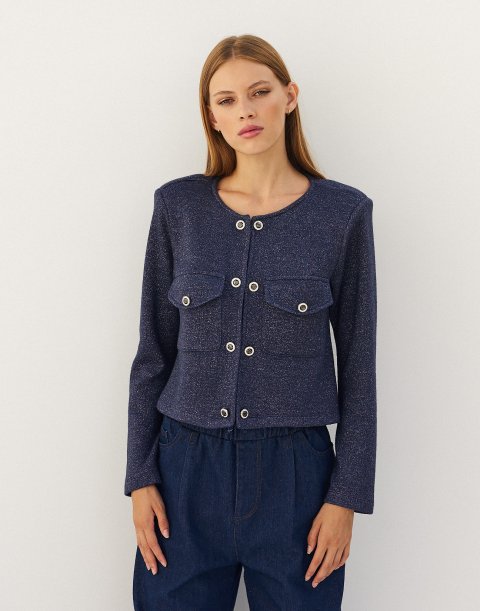 Lurex cardigan with pockets