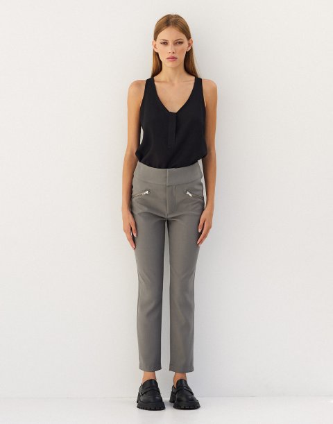 High waist trousers with zip