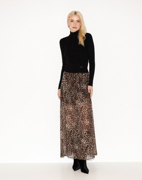 Semi sheer animal print skirt