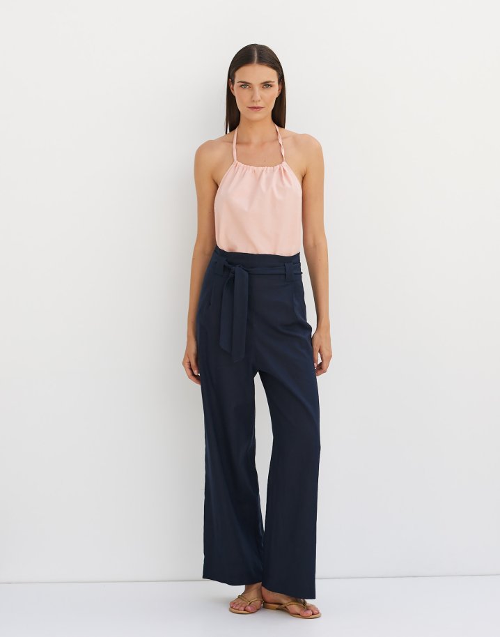 Ramie trousers with belt