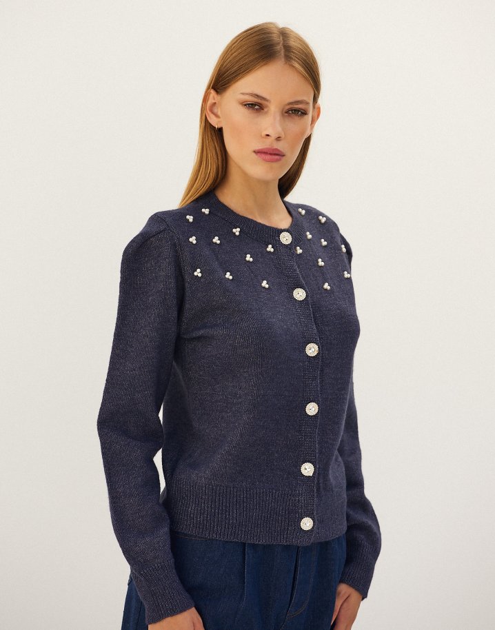 Cardigan with rhinestone buttons