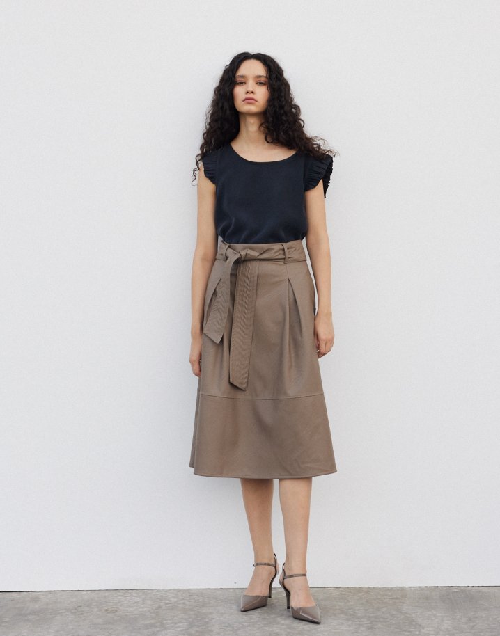 Faux leather midi skirt