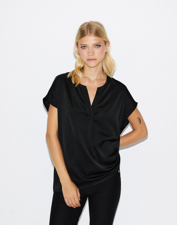 Pleated satin blouse