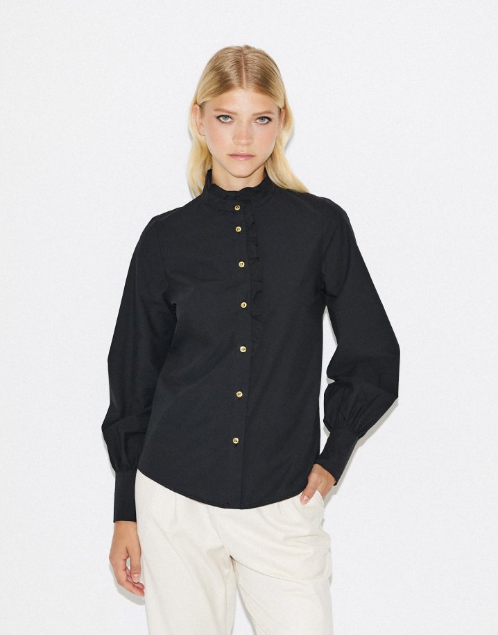 Ruffled poplin shirt