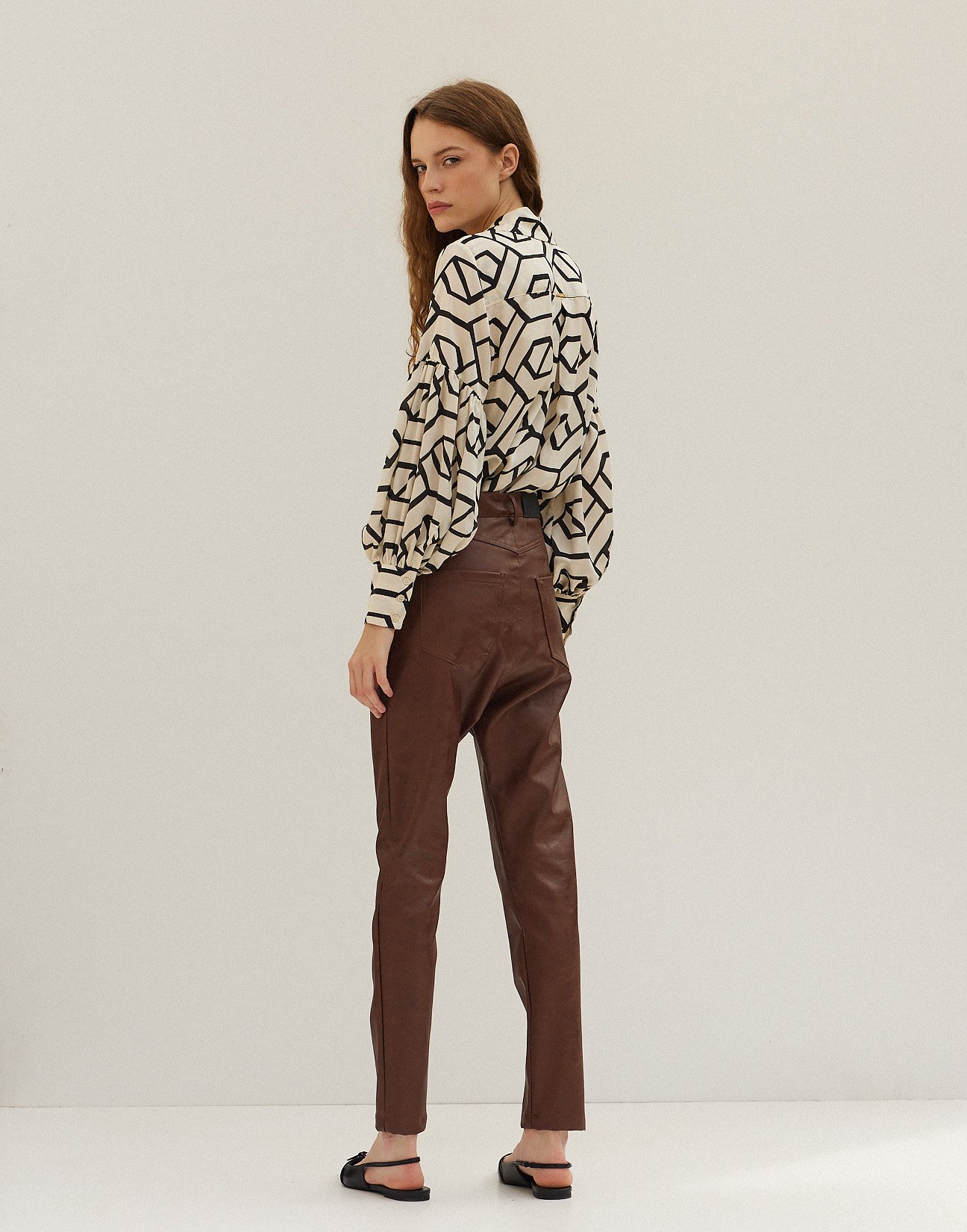 Faux leather trousers