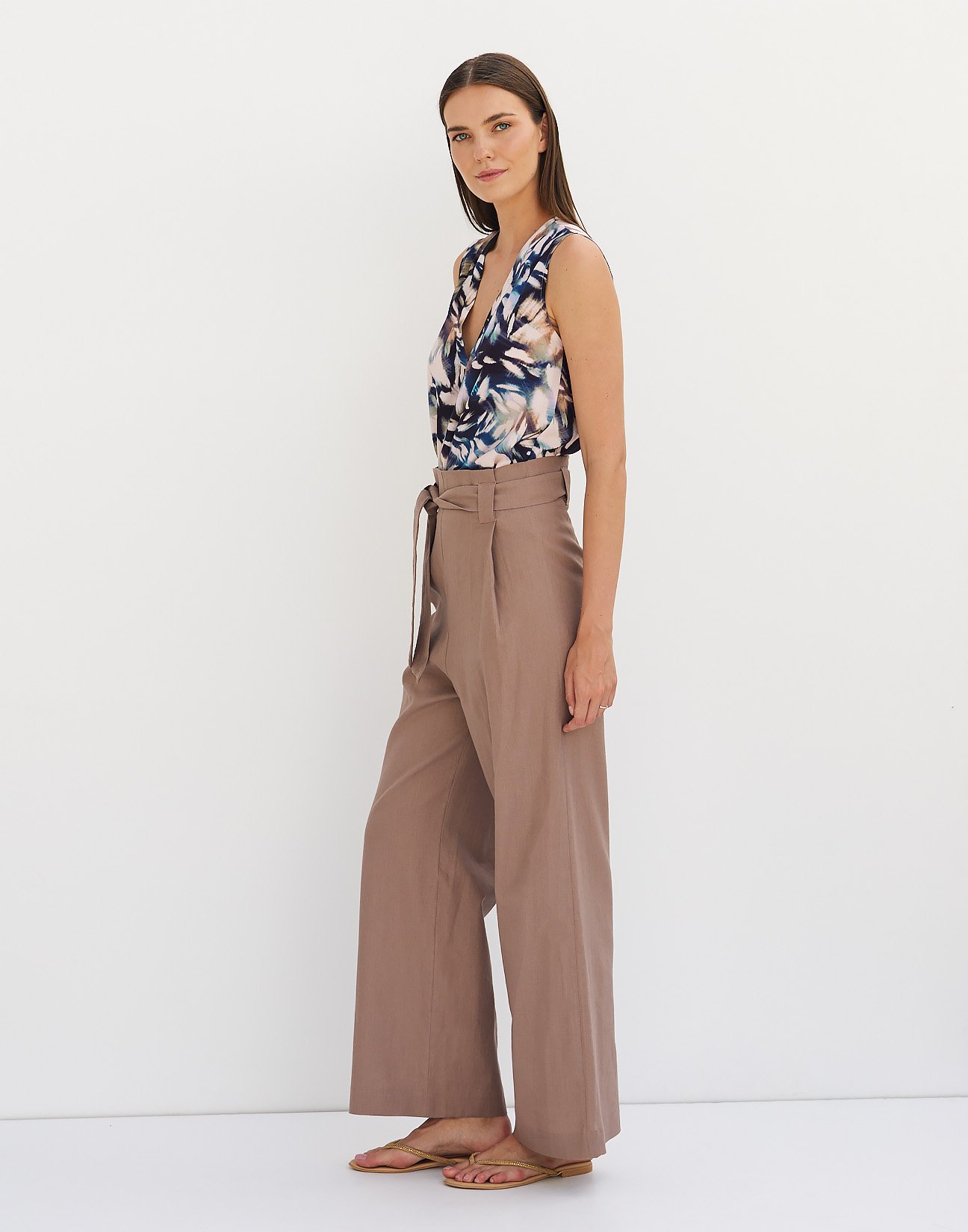 Ramie trousers with belt