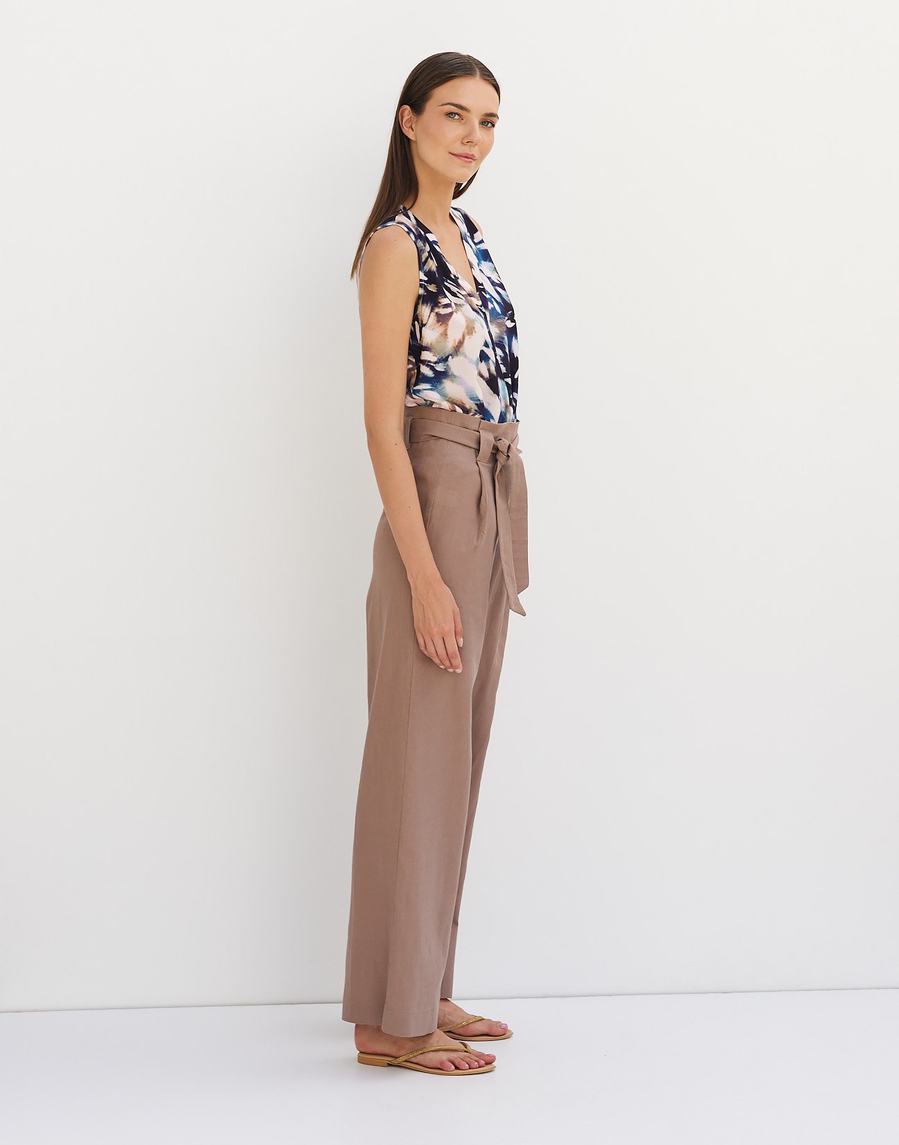 Ramie trousers with belt