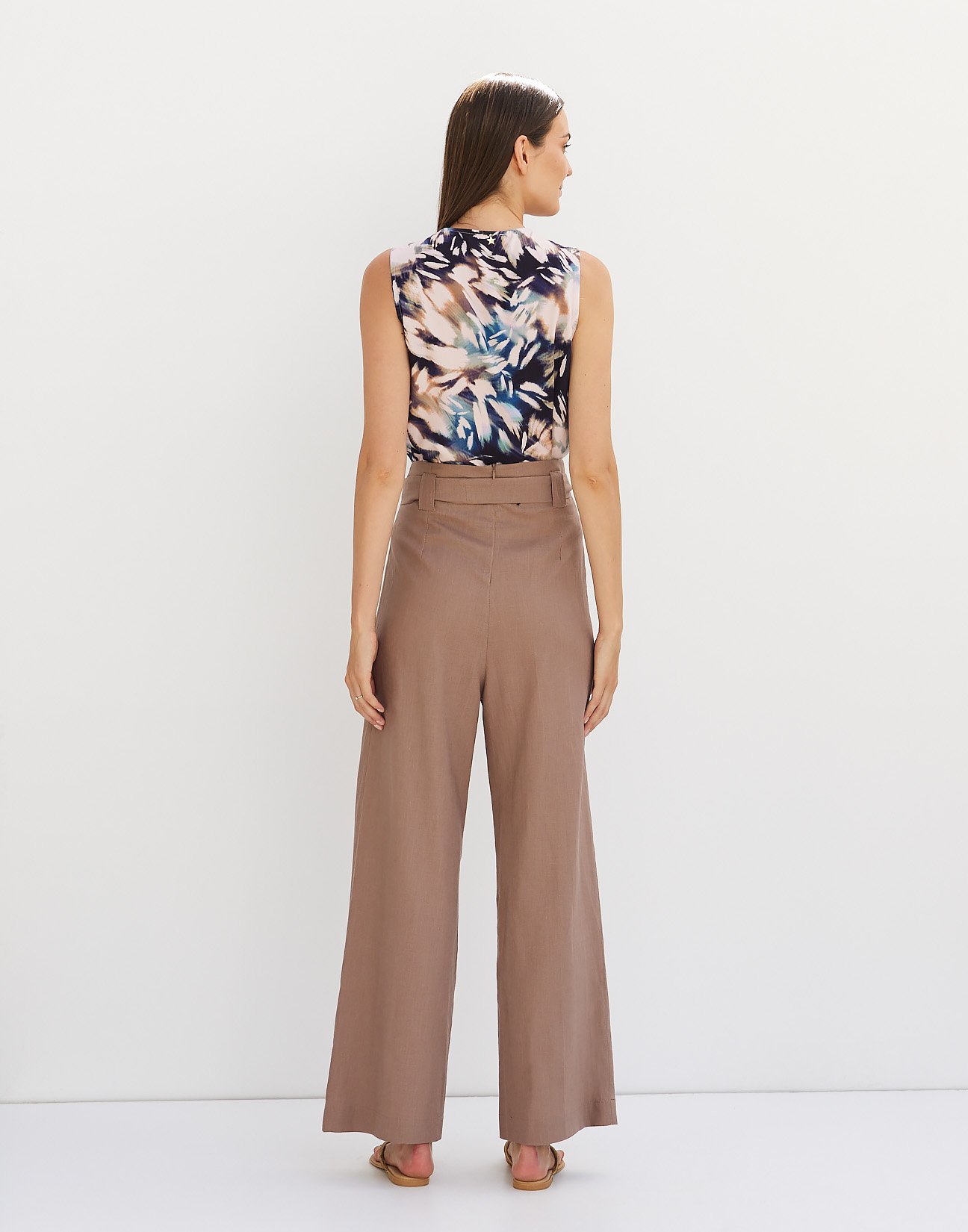 Ramie trousers with belt