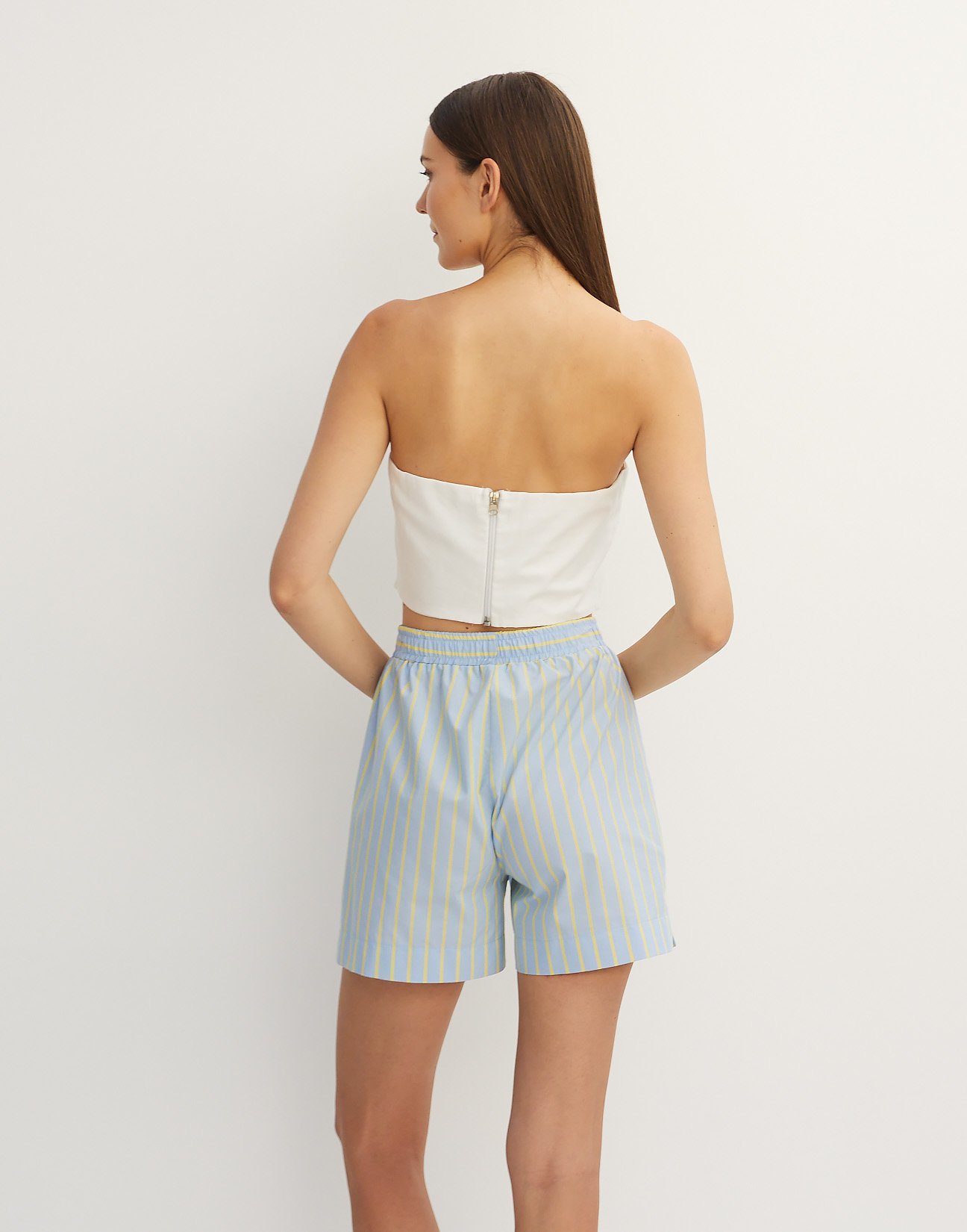 Striped poplin shorts