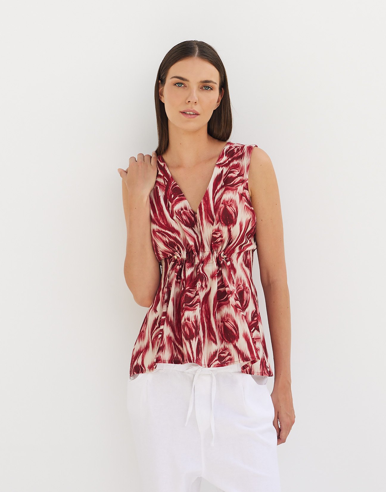 Printed linen top