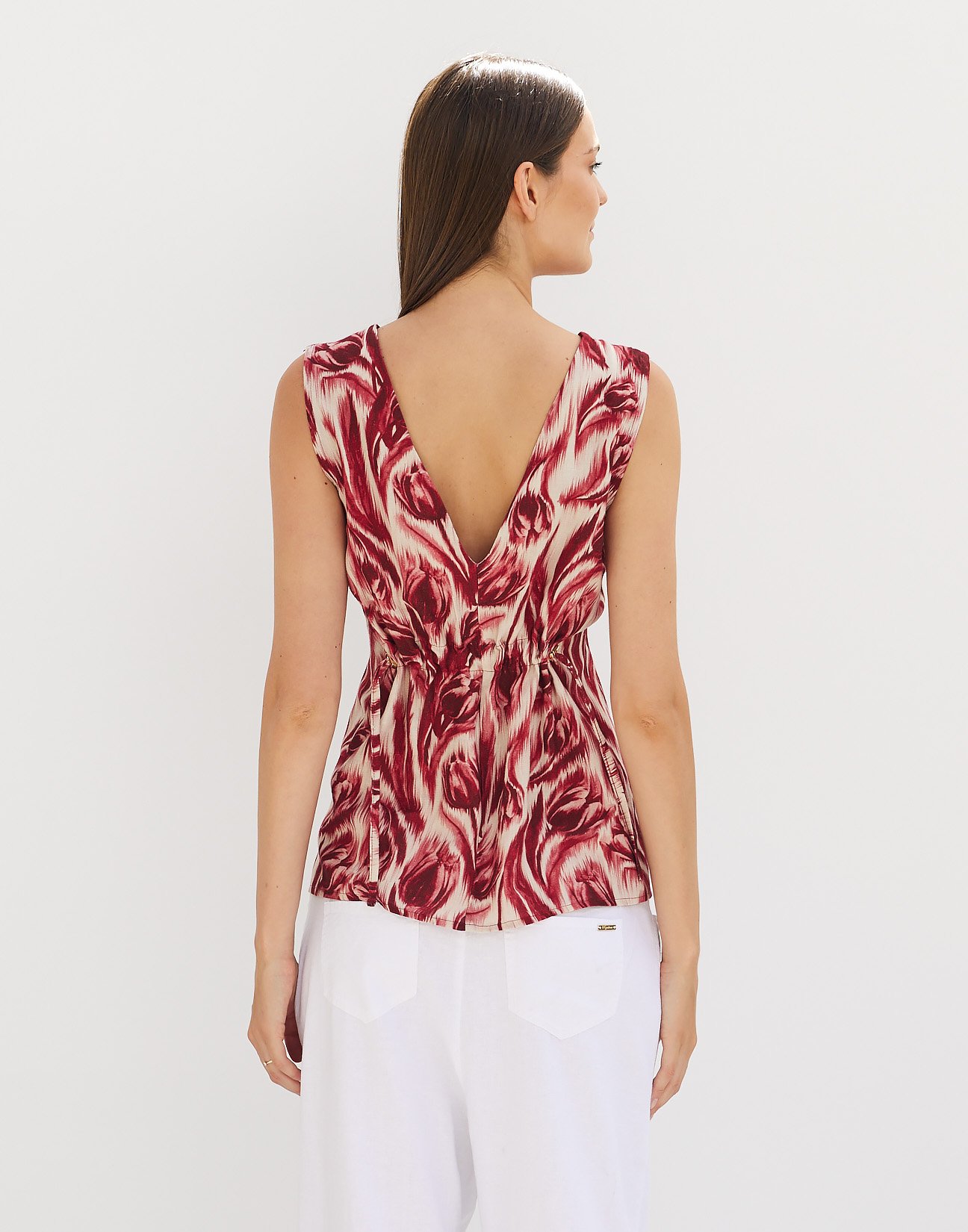 Printed linen top