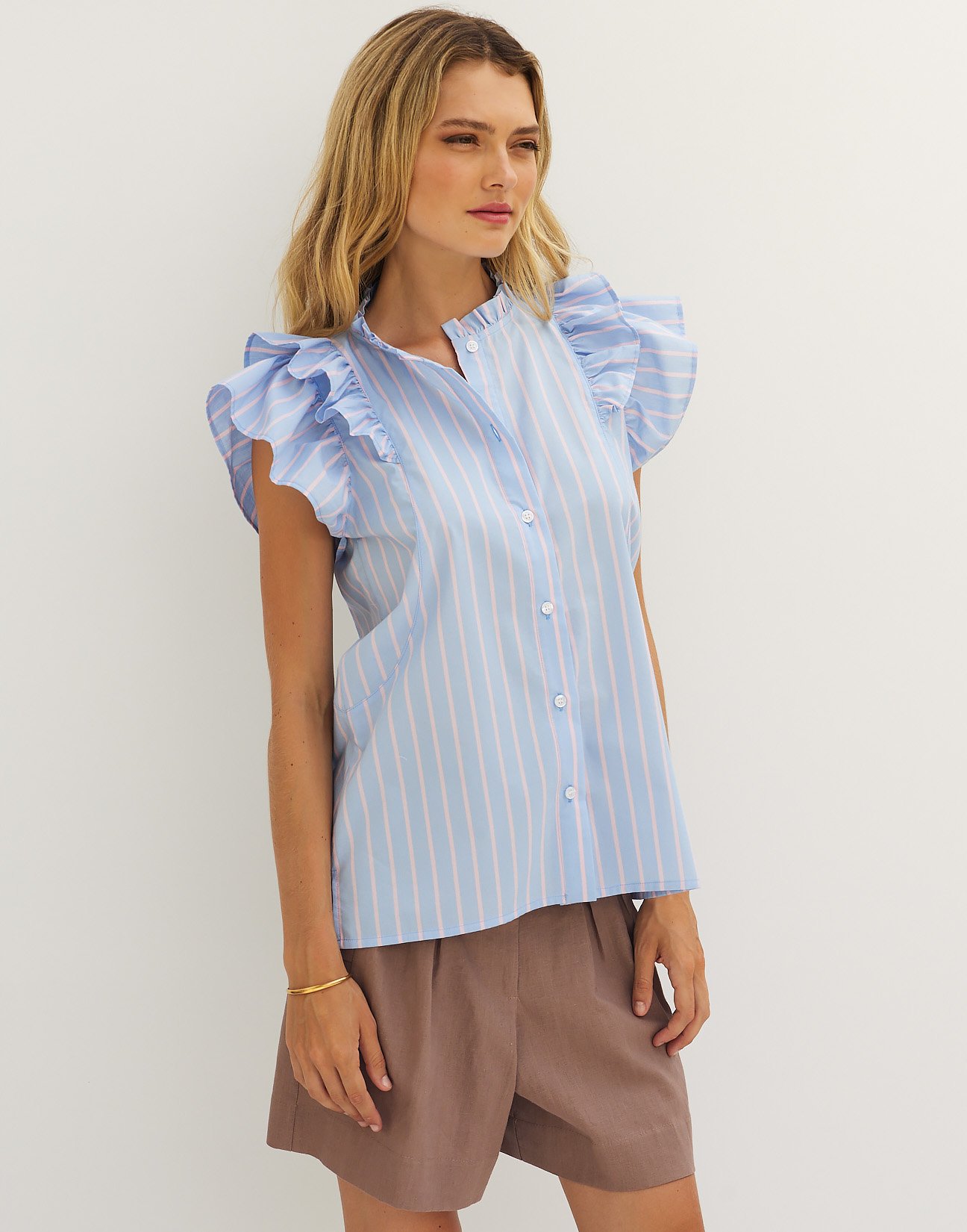 Striped shirt with ruffles