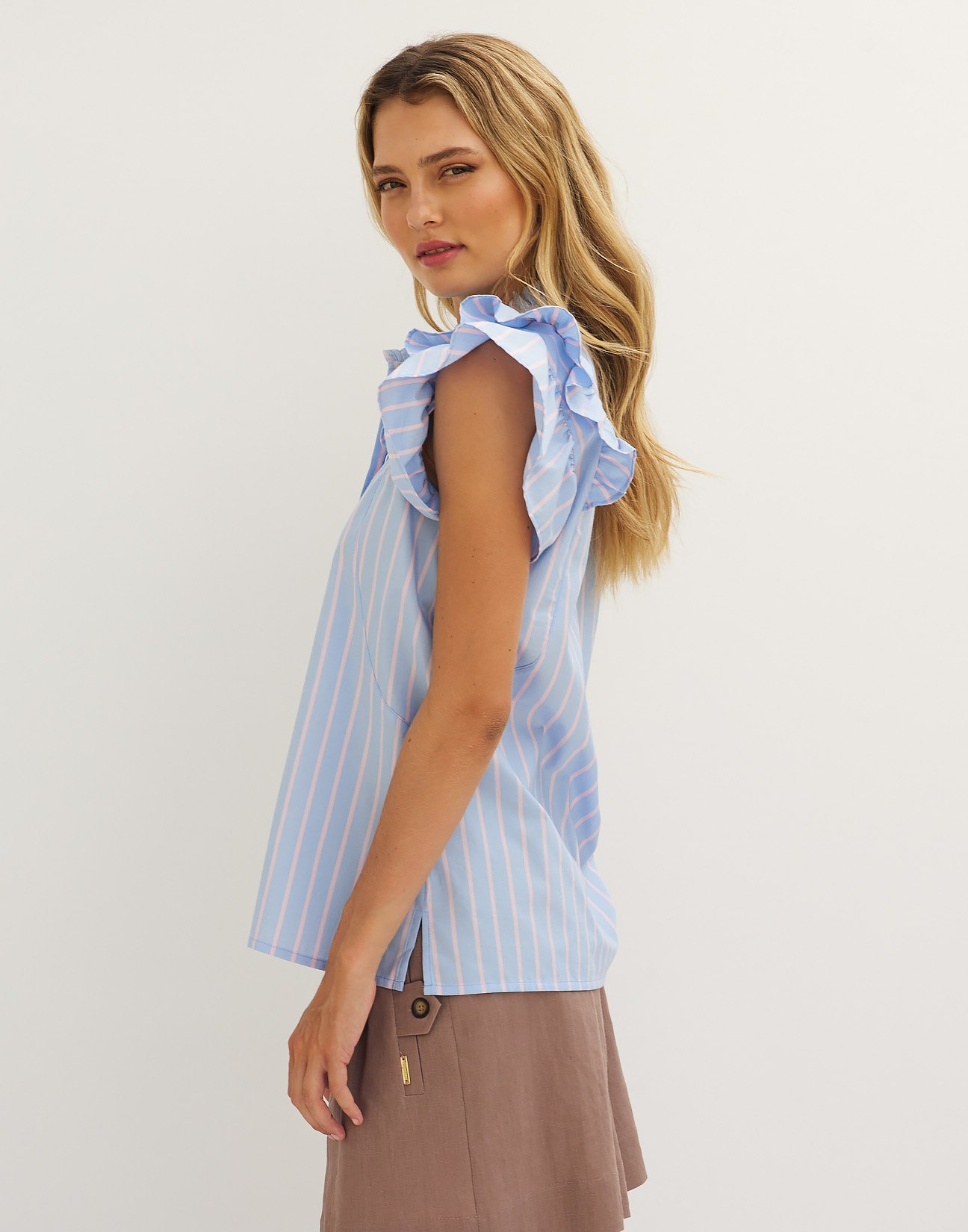 Striped shirt with ruffles