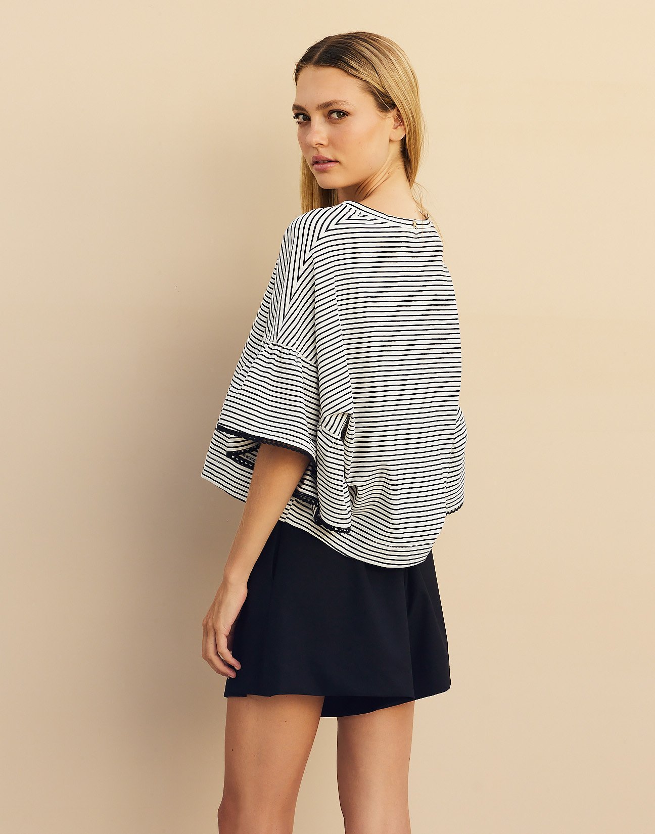 Striped top with ruffles