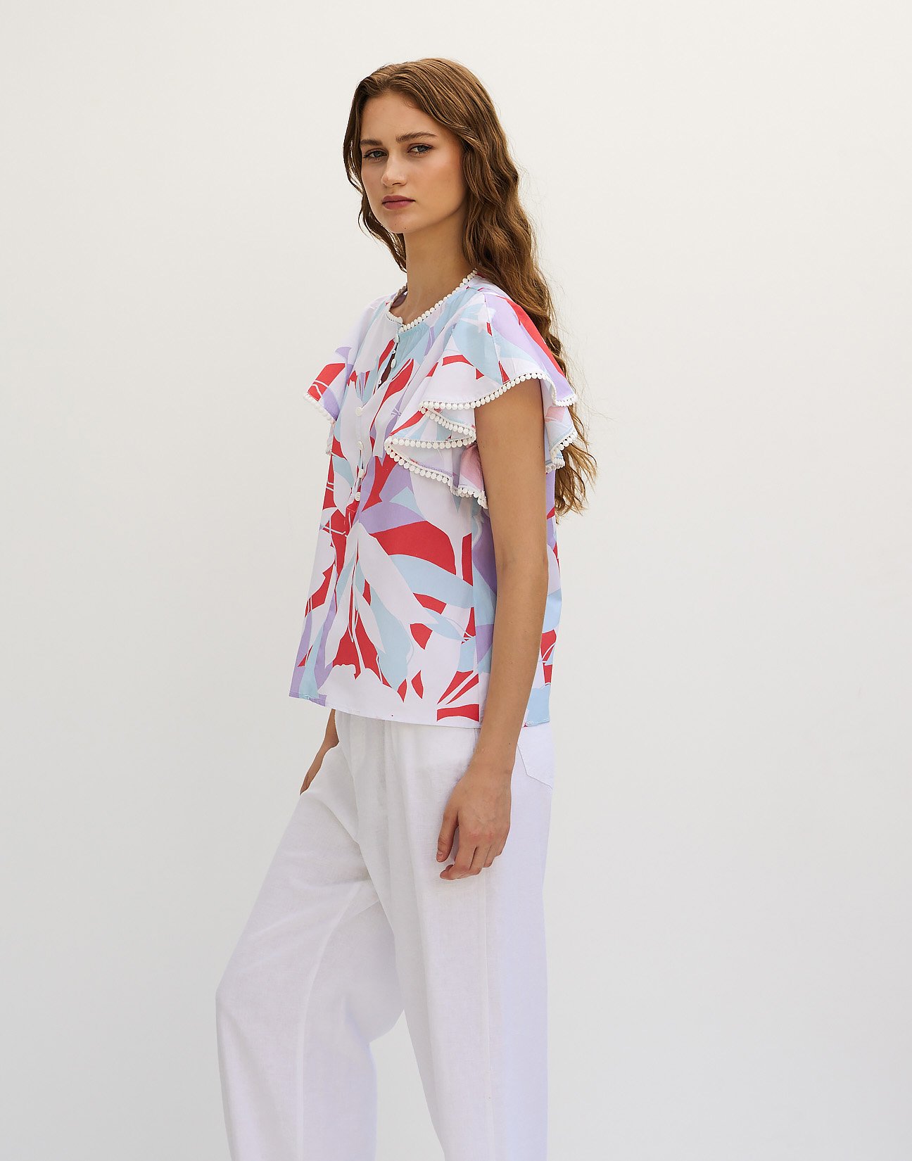 Printed poplin blouse