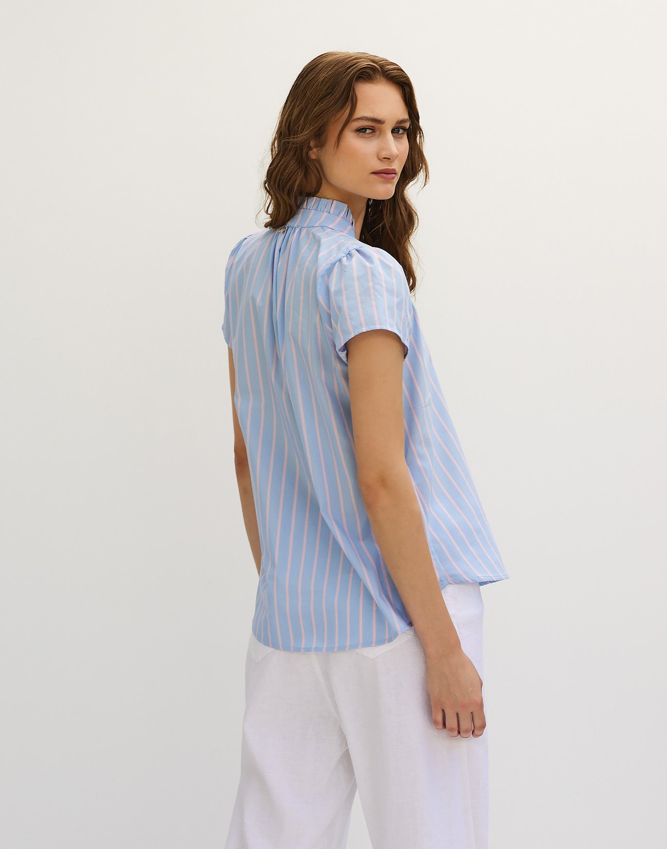 Striped poplin top