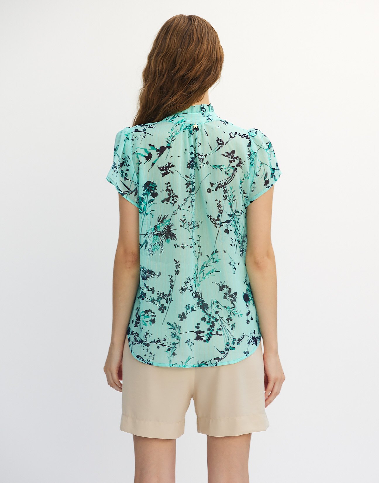 Printed semi sheer top