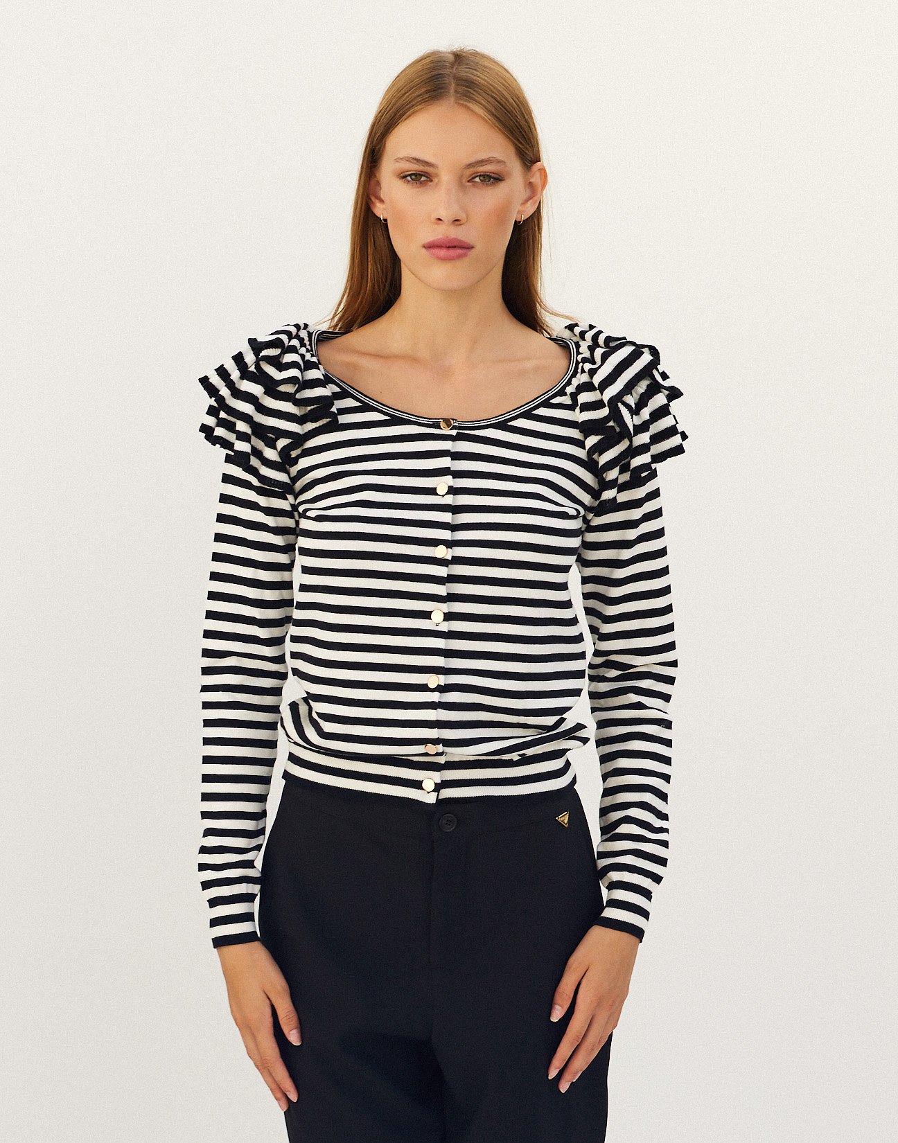 Striped knit cardiagn