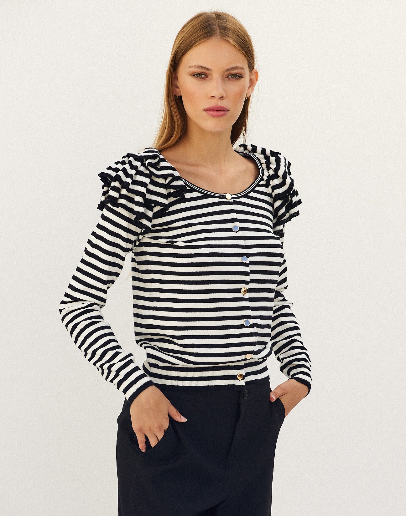 Striped knit cardiagn