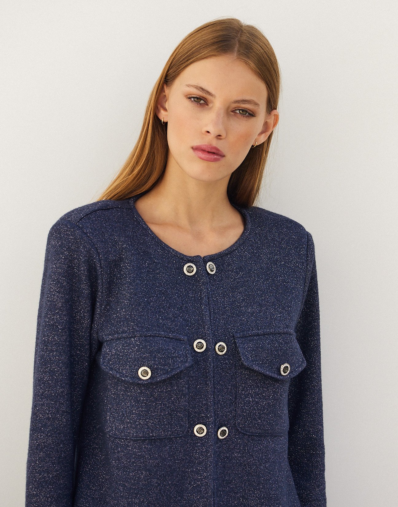 Lurex cardigan with pockets