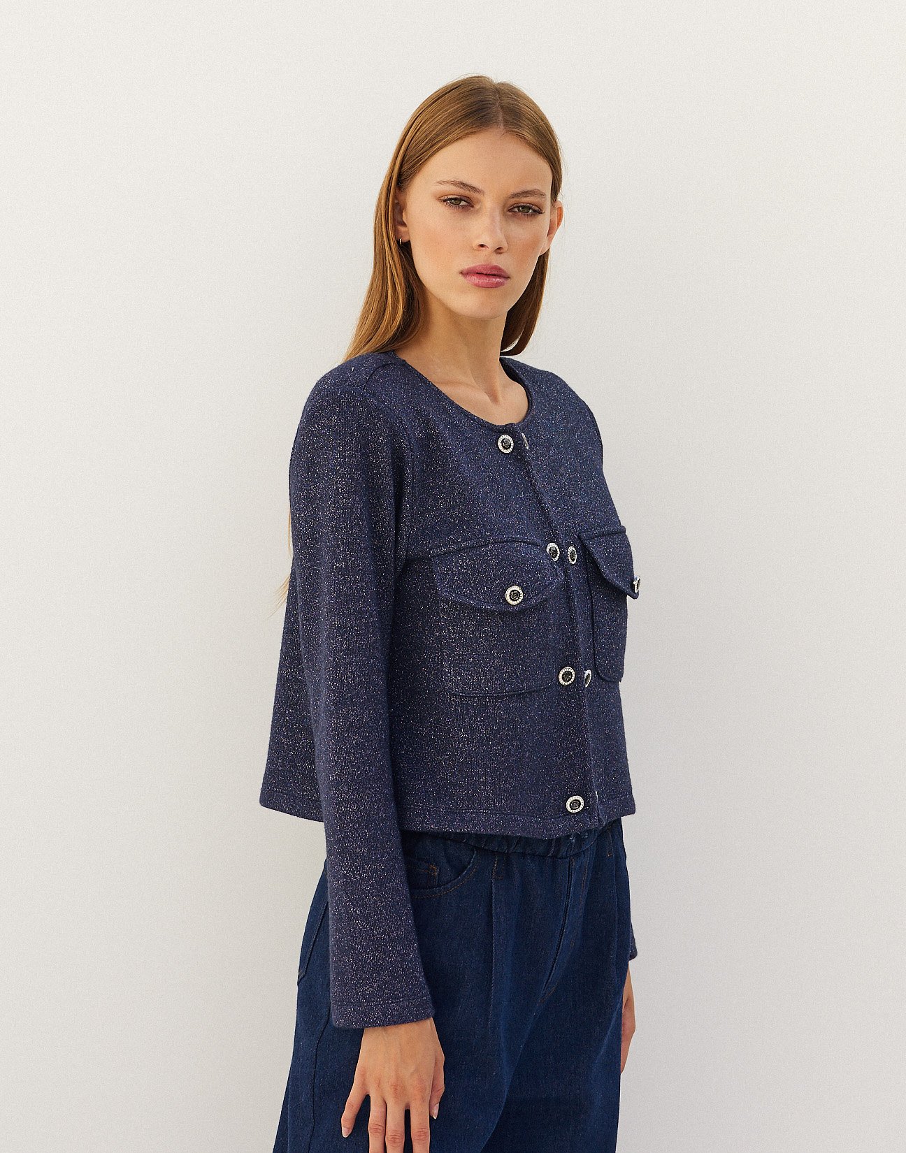 Lurex cardigan with pockets