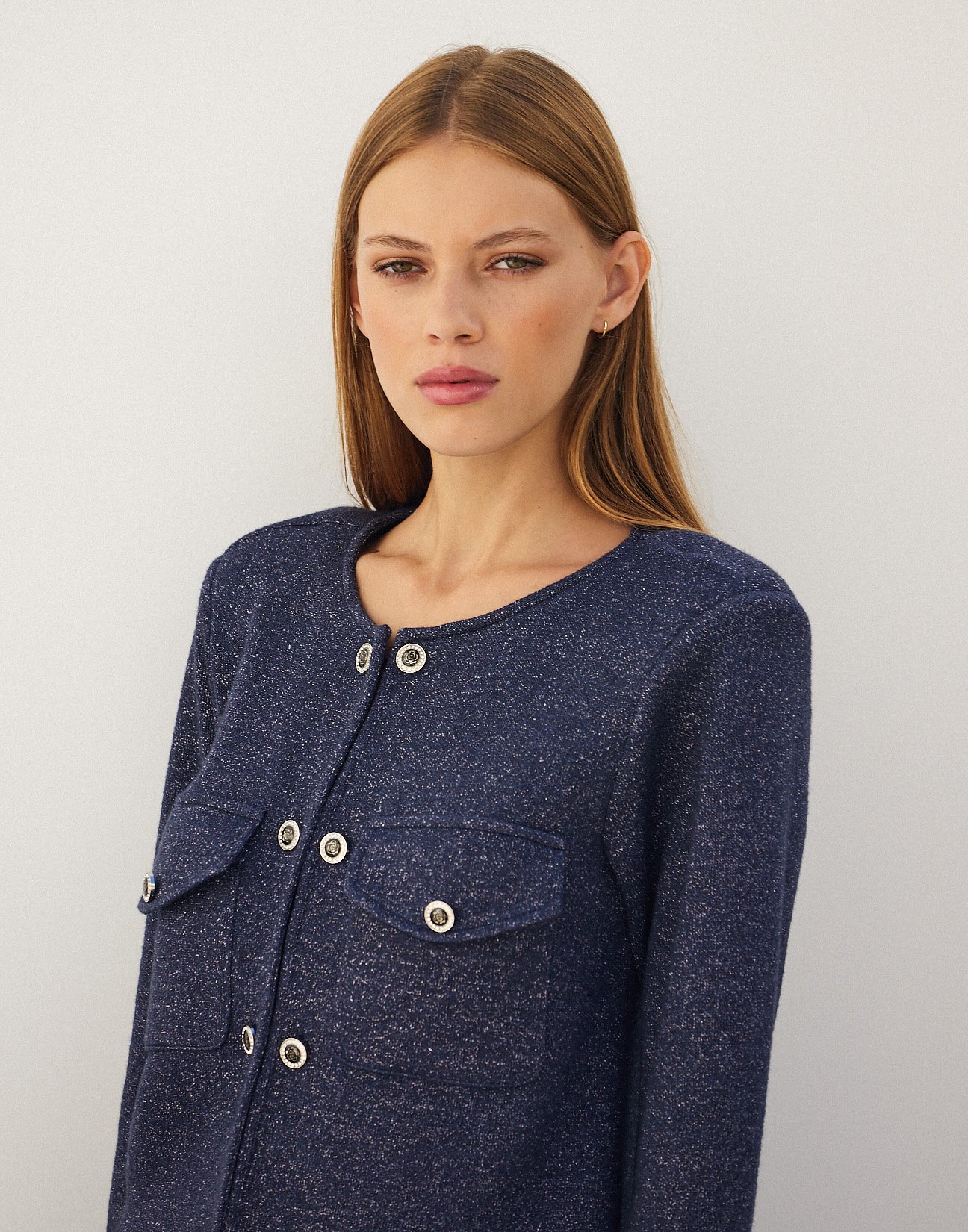 Lurex cardigan with pockets