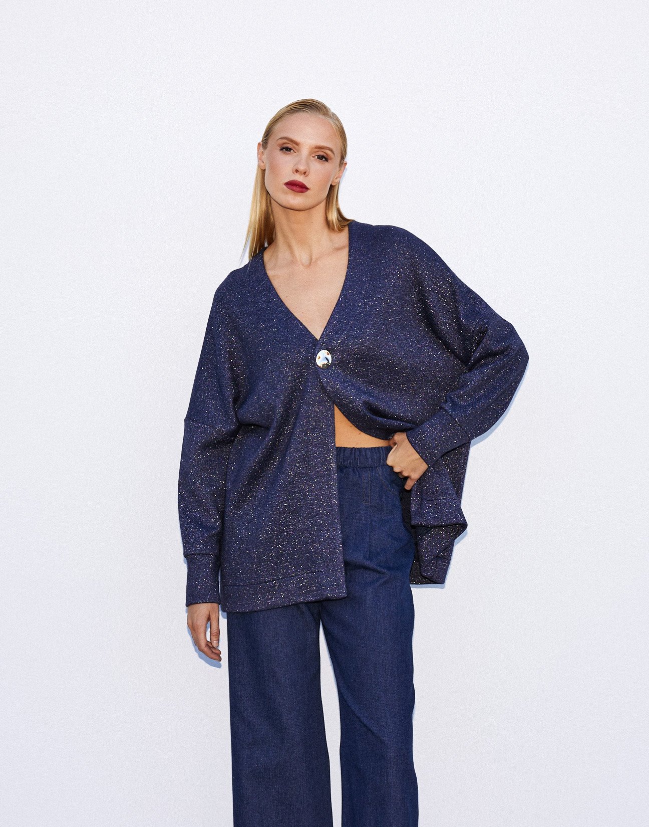 Oversized lurex cardigan