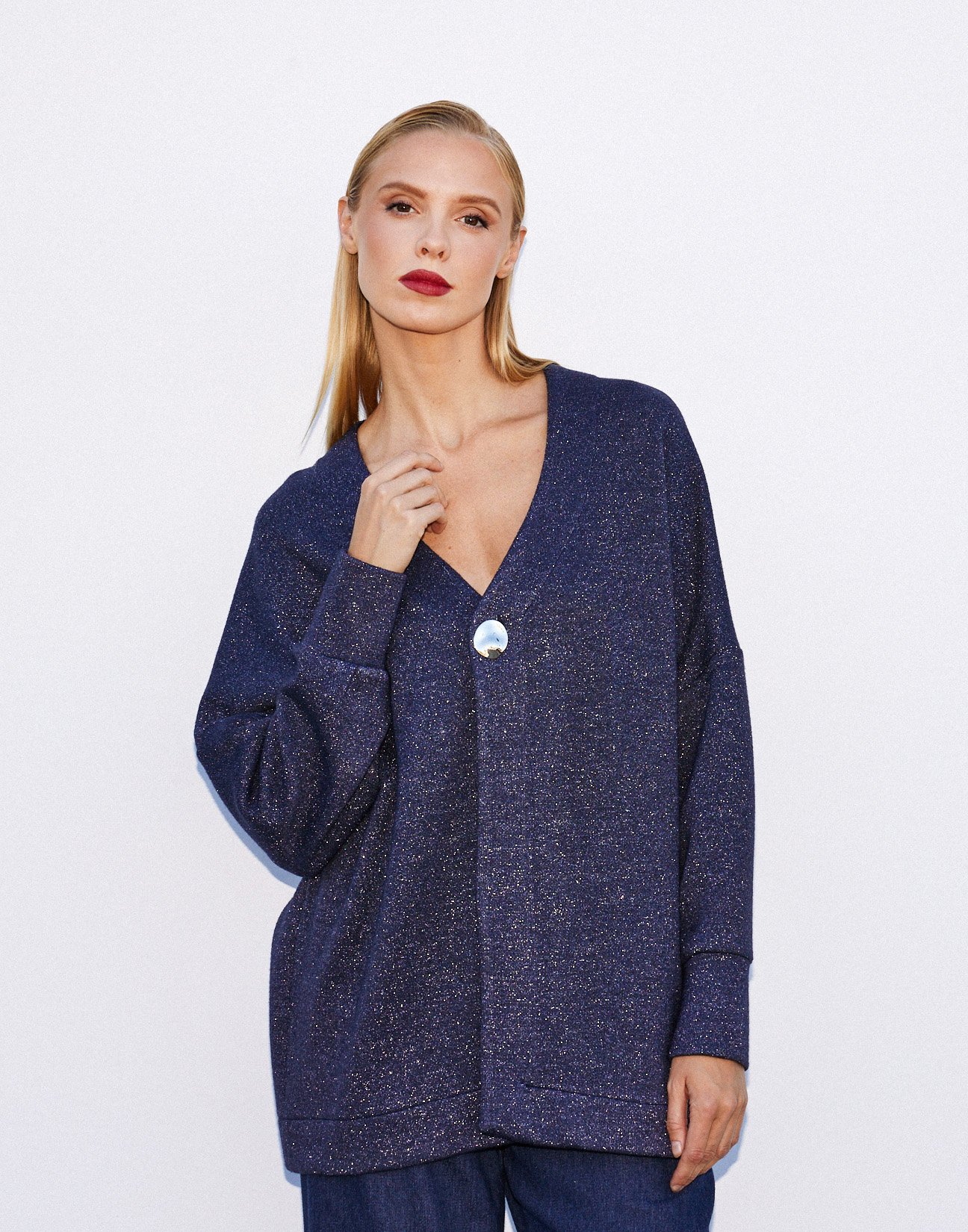 Oversized lurex cardigan