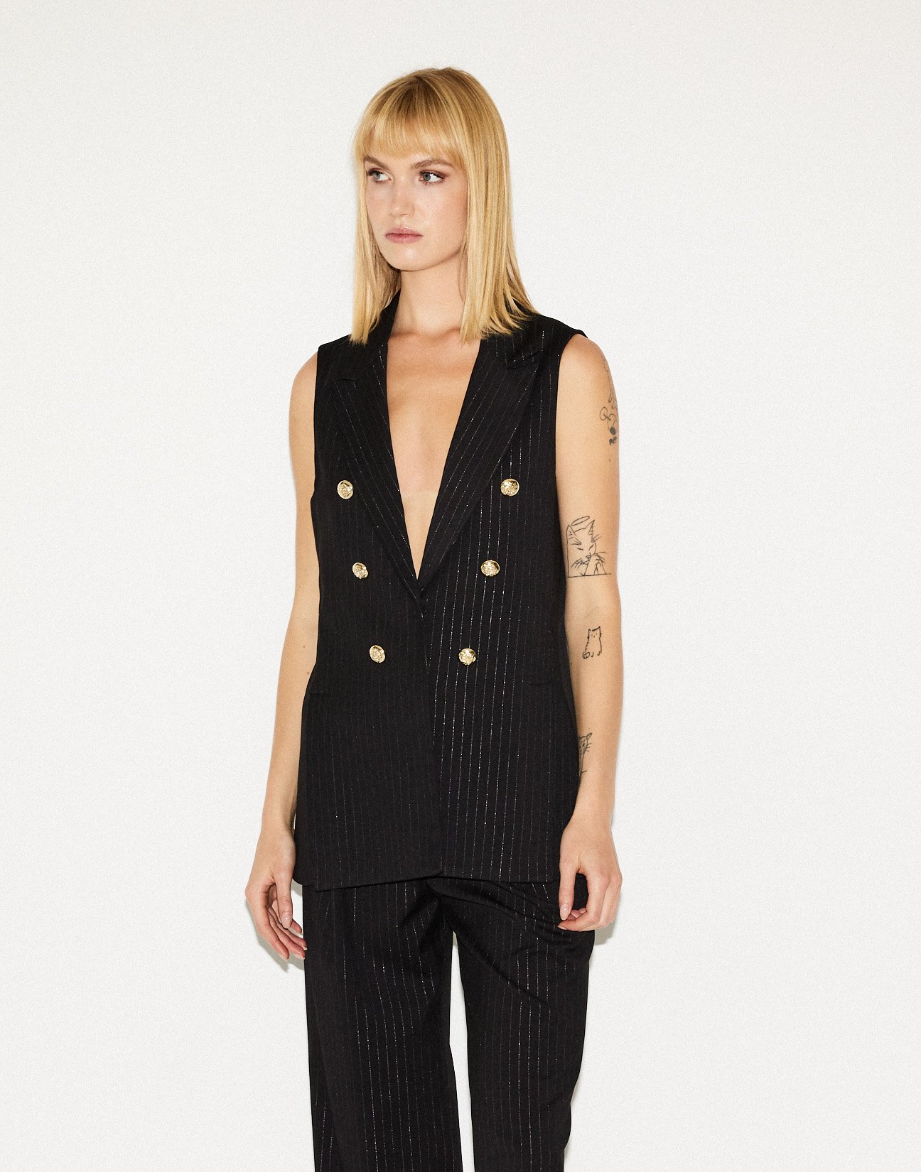 Pinstripe long waistcoat