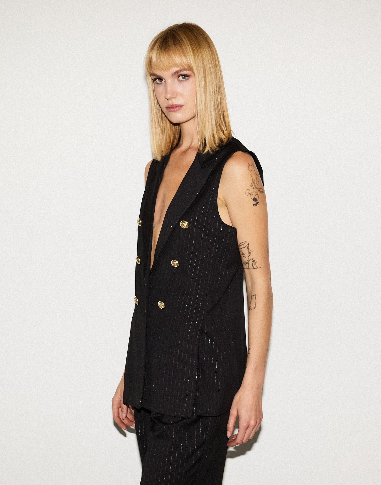 Pinstripe long waistcoat