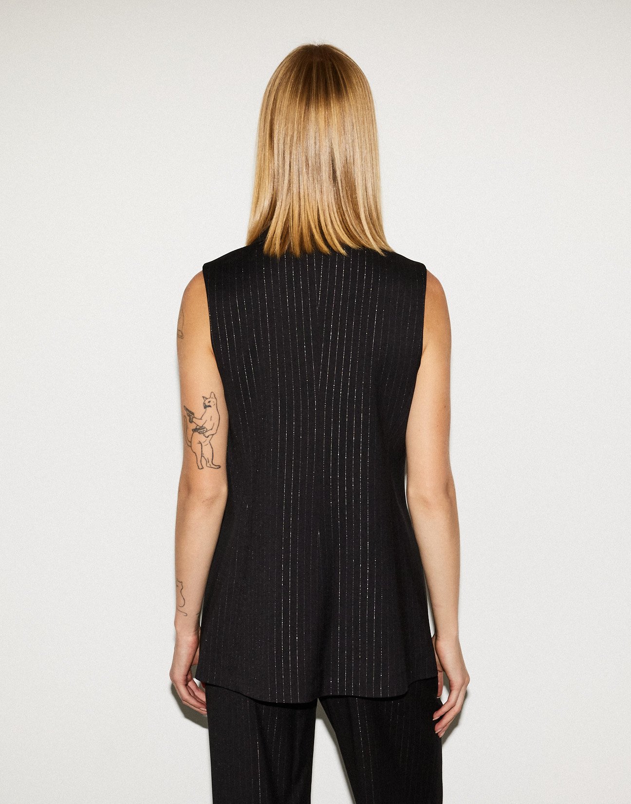 Pinstripe long waistcoat