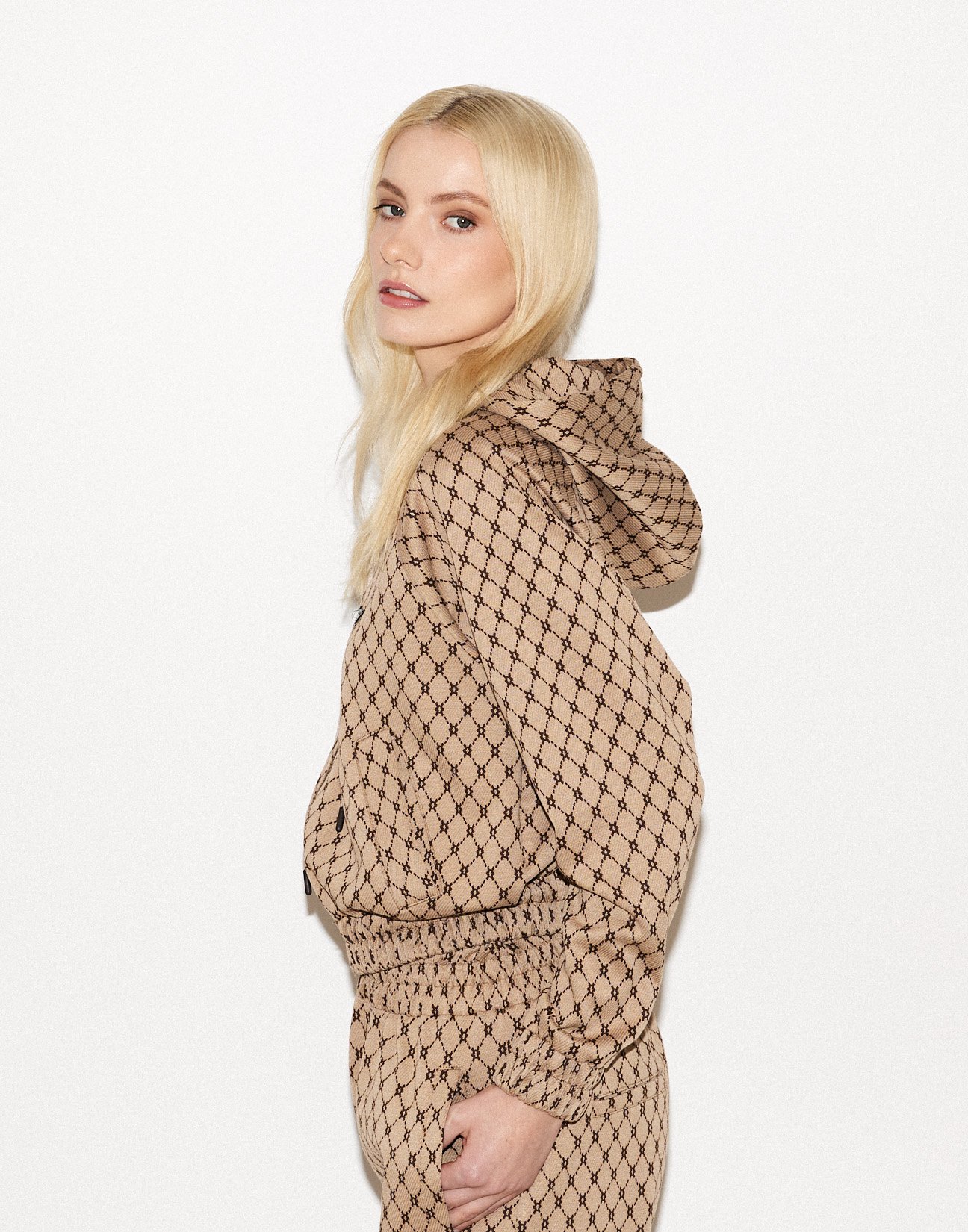 Hoodie jacquard cardigan