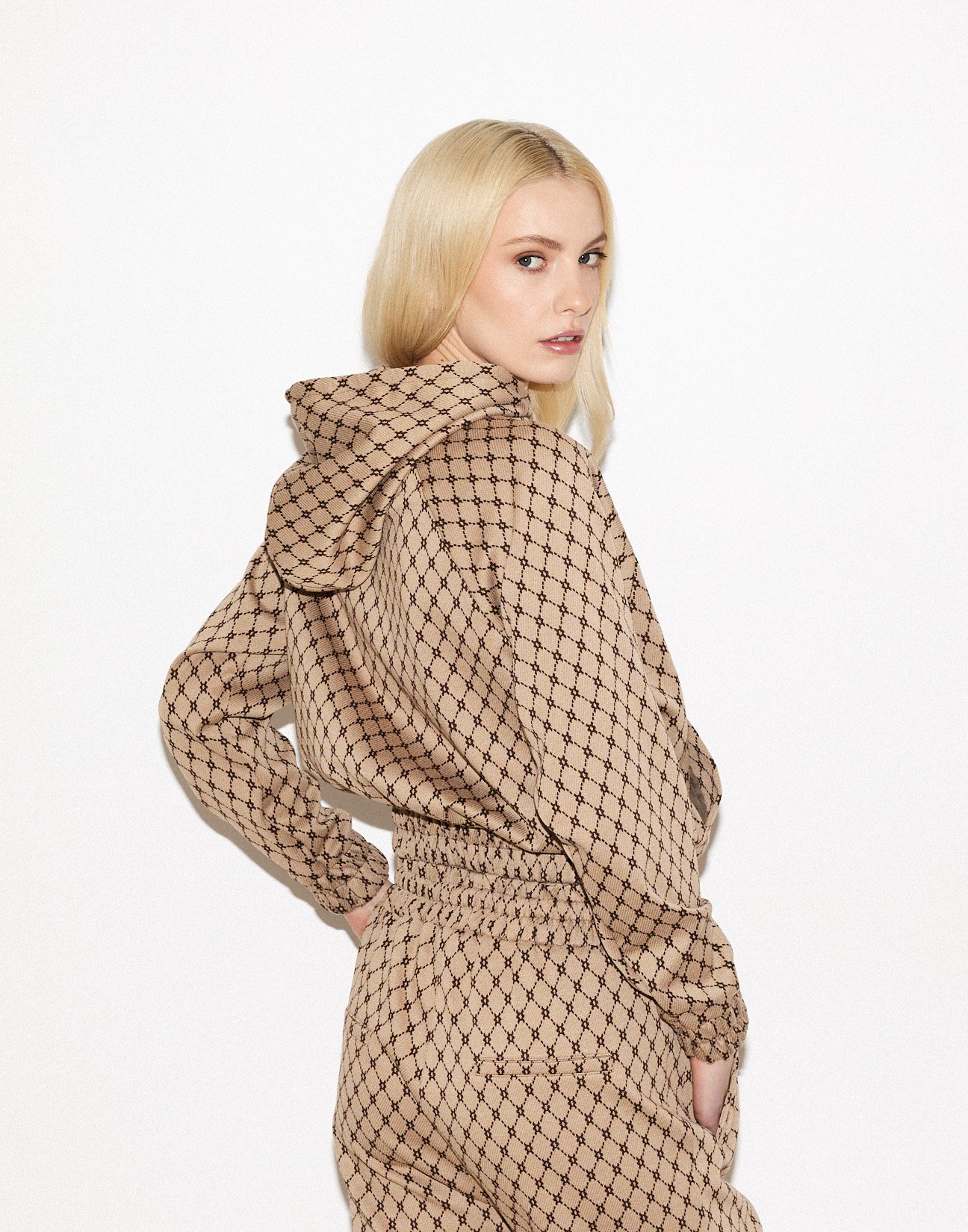 Hoodie jacquard cardigan