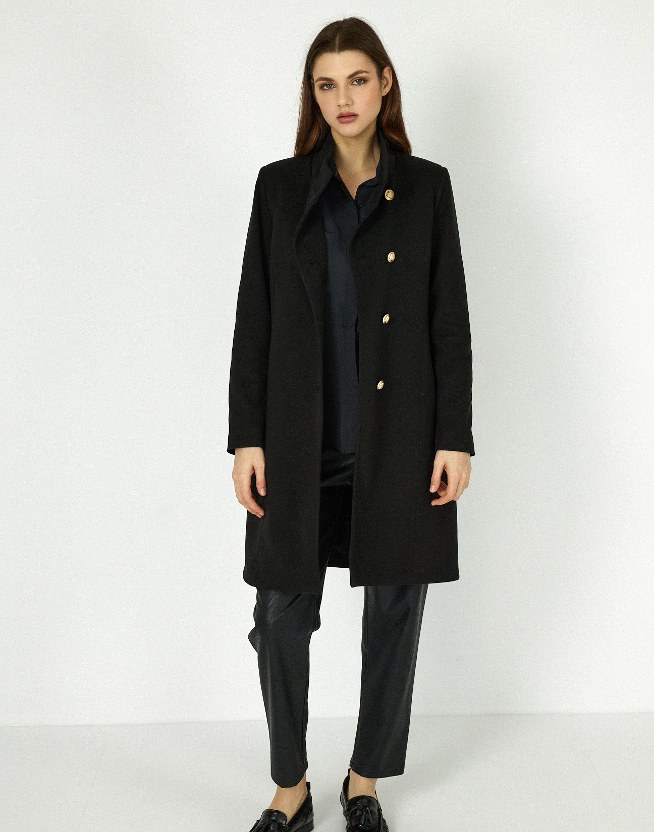 Coat with high collar