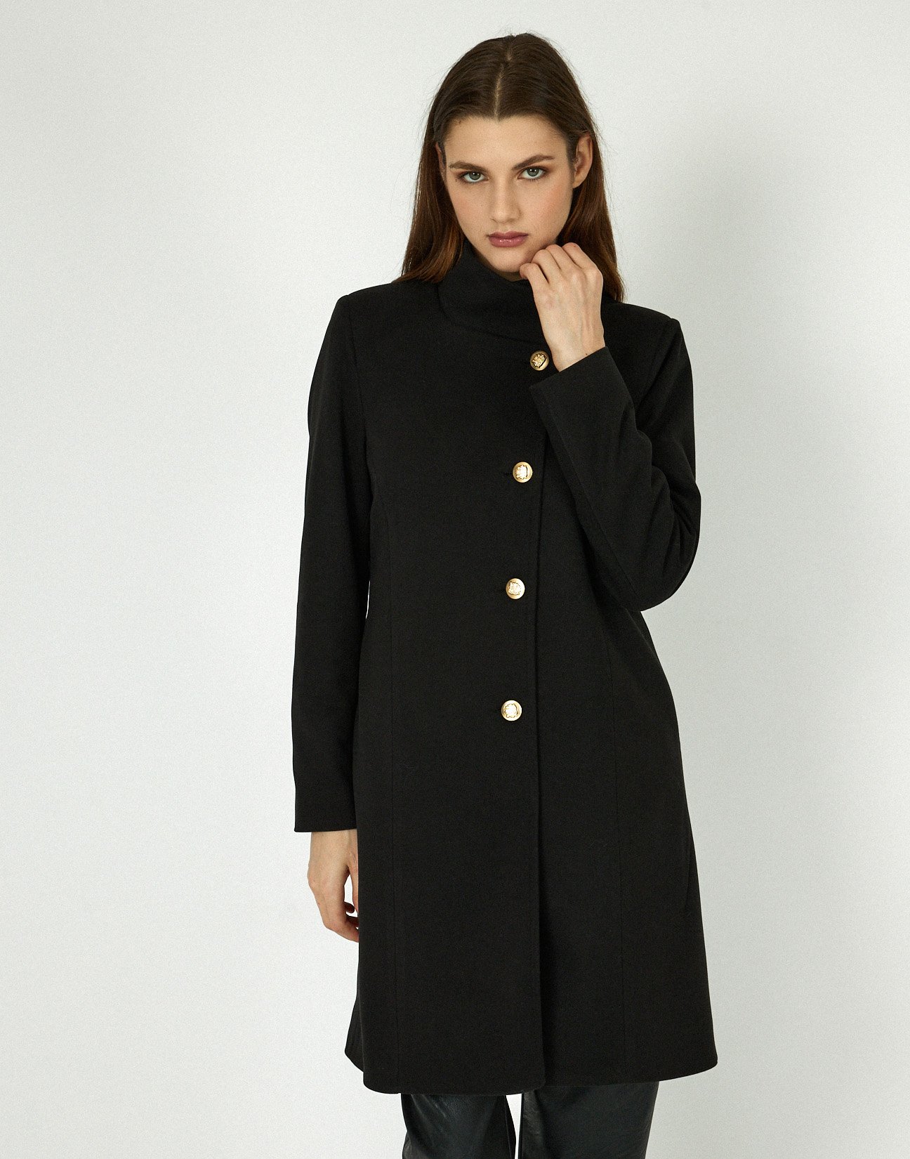 Coat with high collar