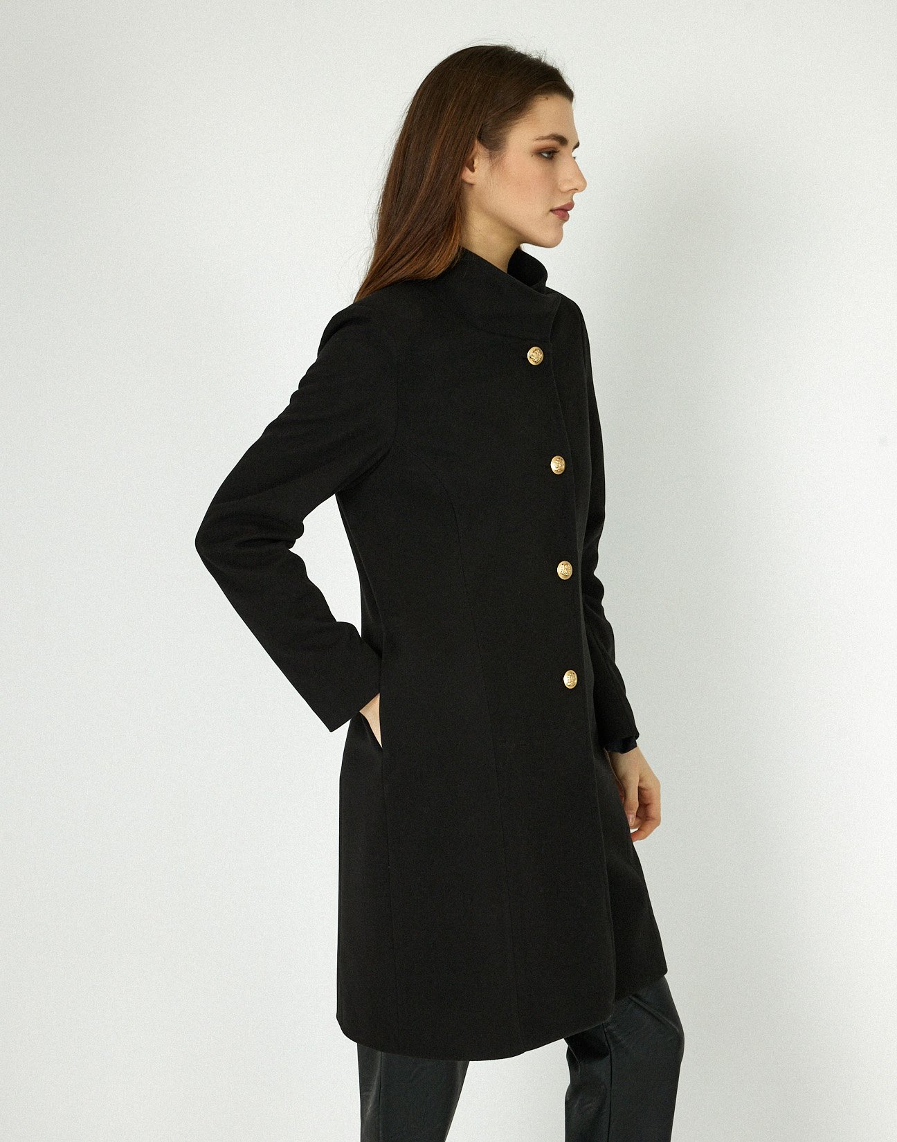 Coat with high collar