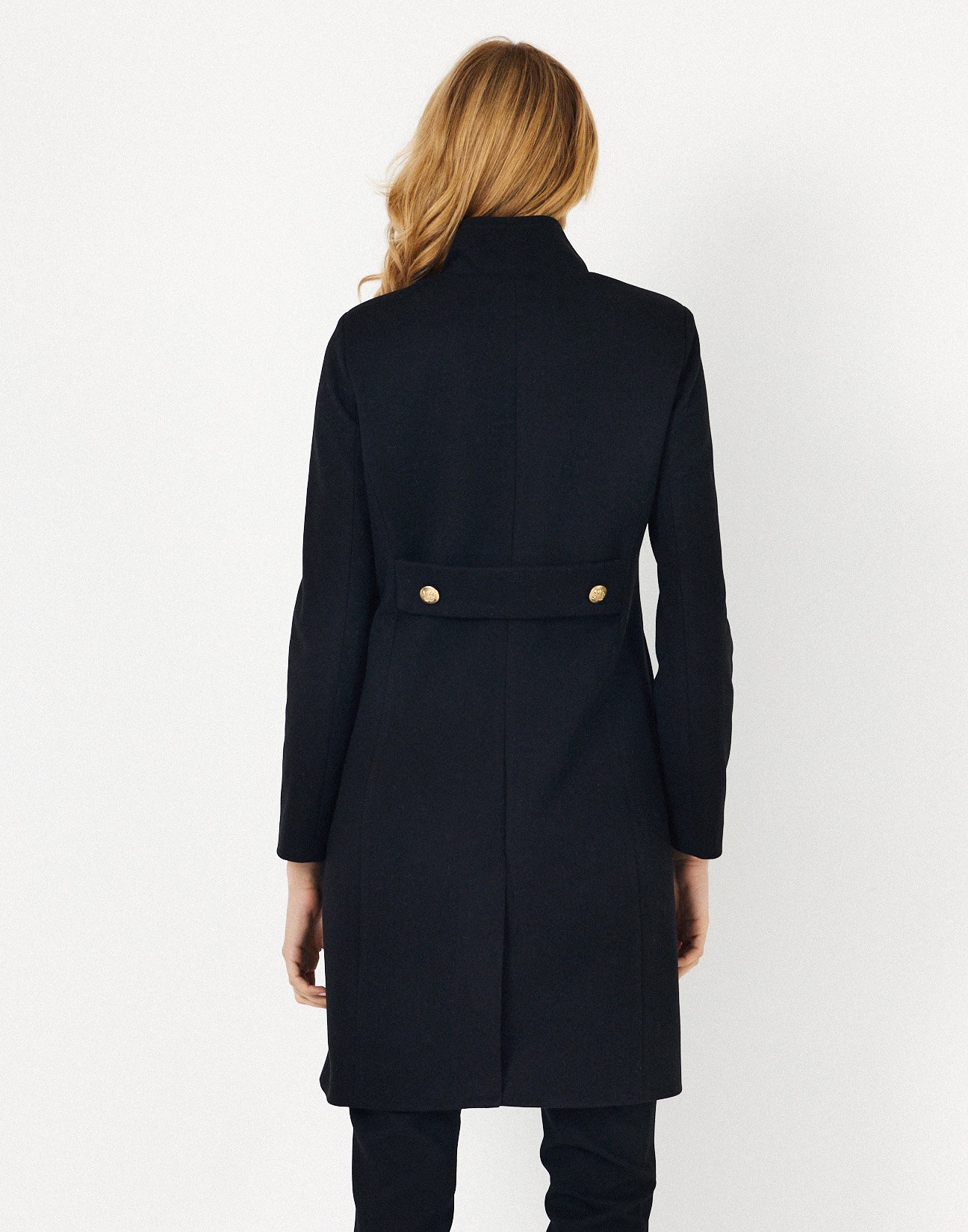 Coat with high collar