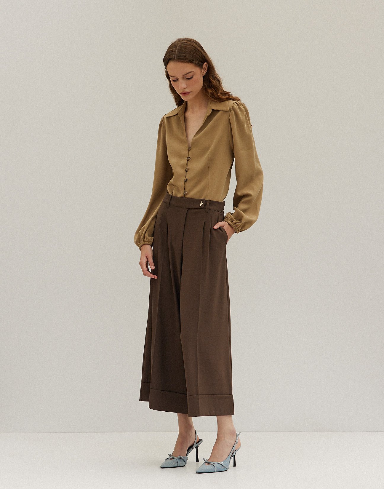 High waist culotte trousers