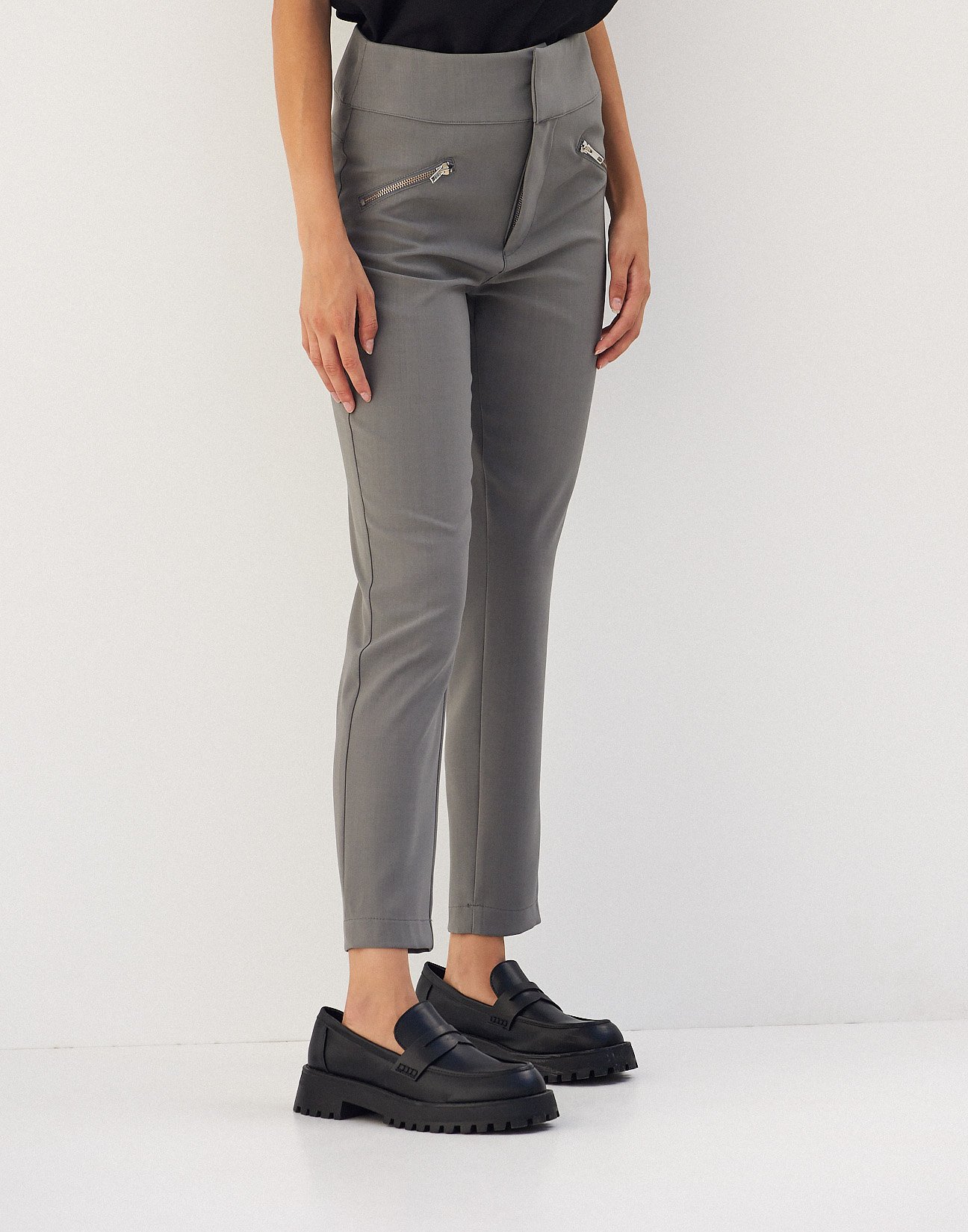 High waist trousers with zip