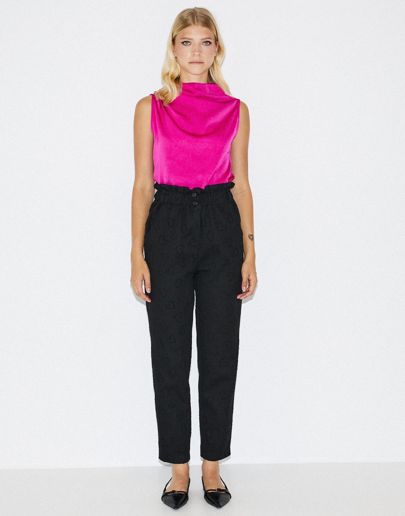 Textured fabric trousers