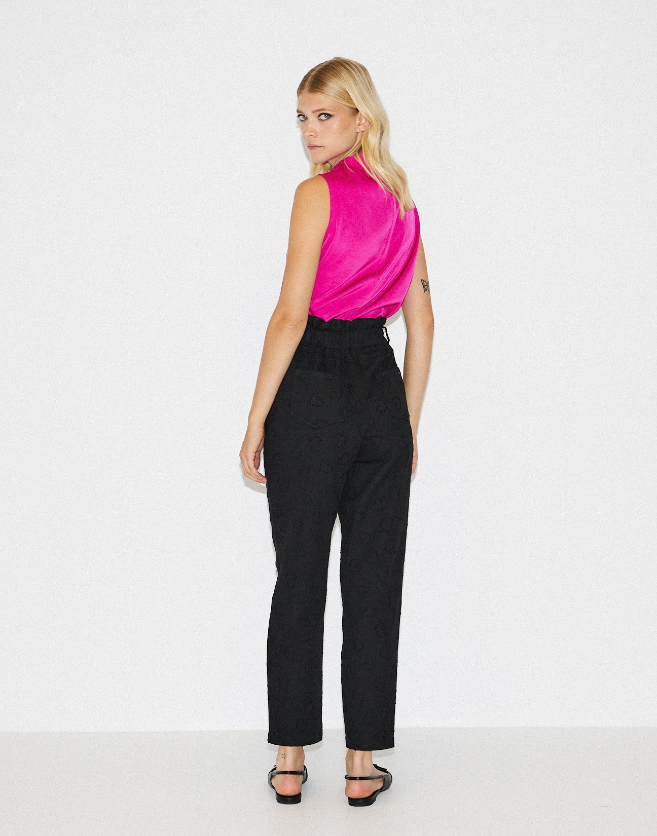 Textured fabric trousers