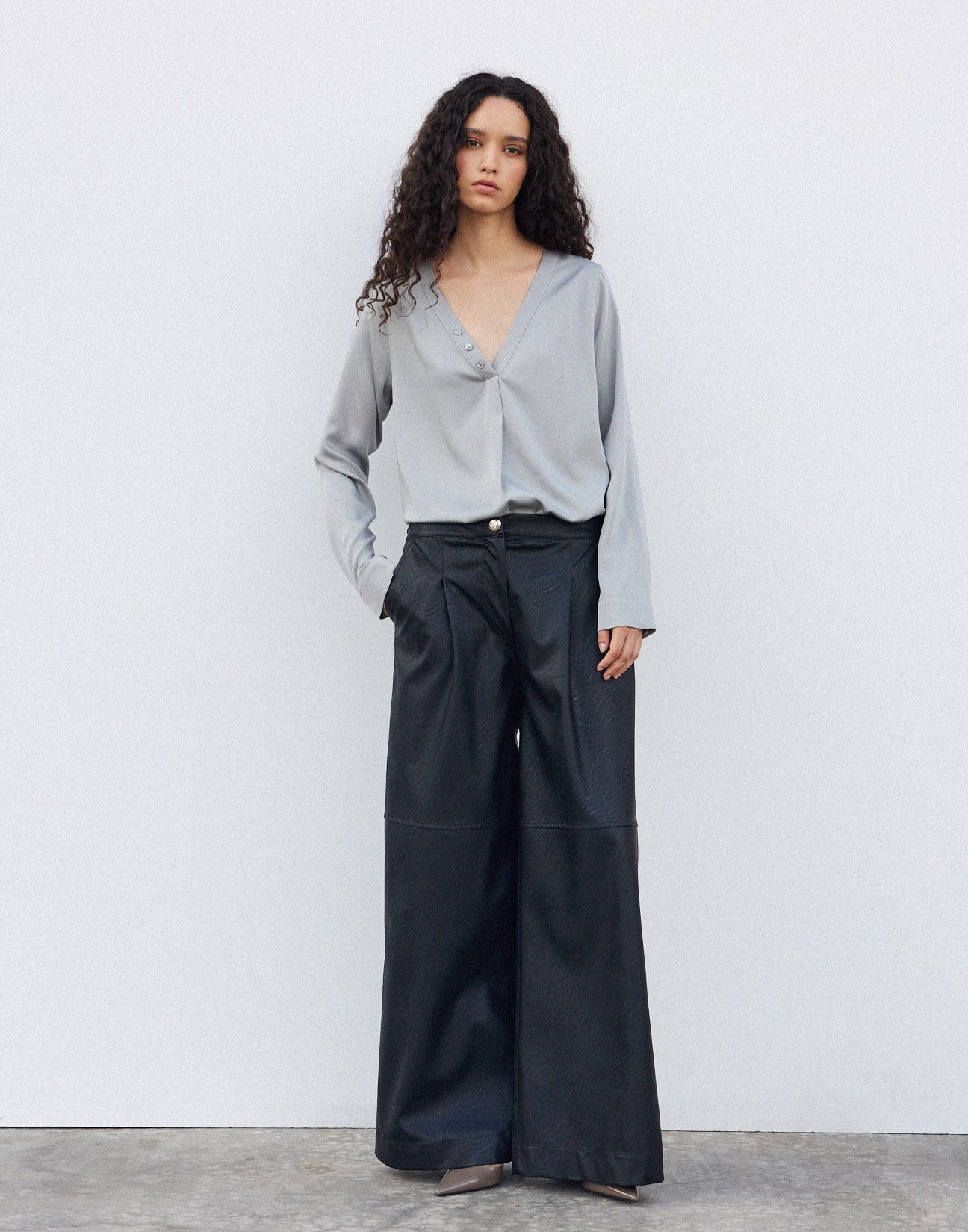 Faux leather trousers