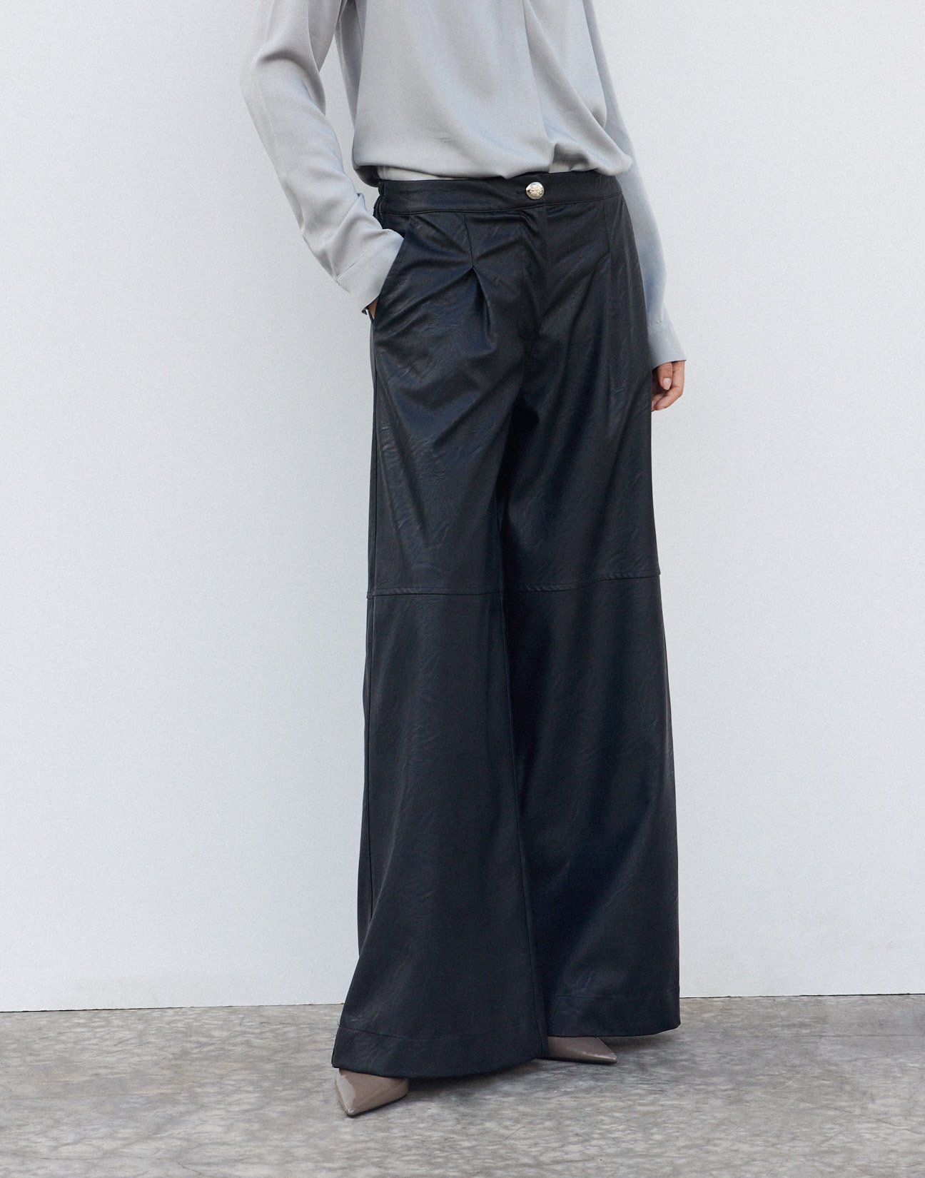 Faux leather trousers