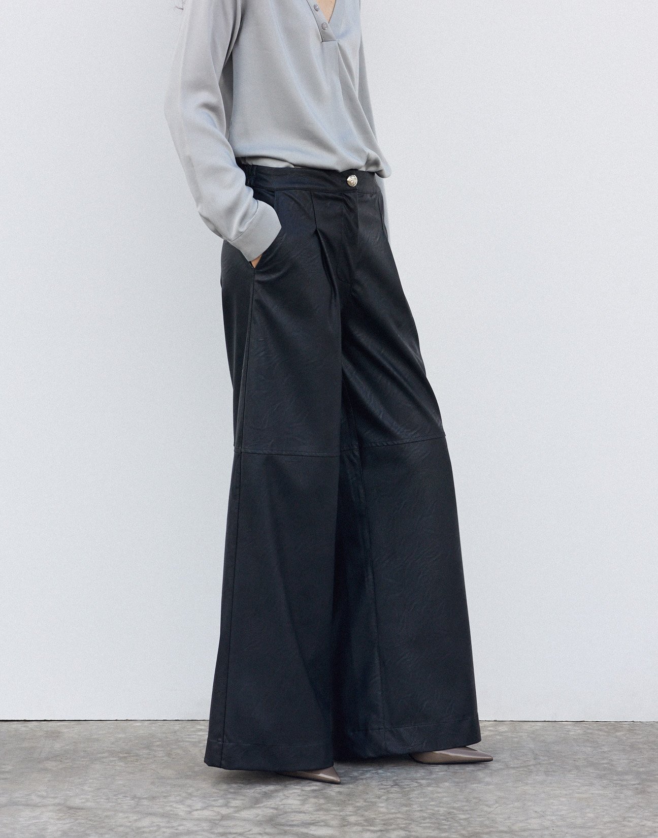 Faux leather trousers