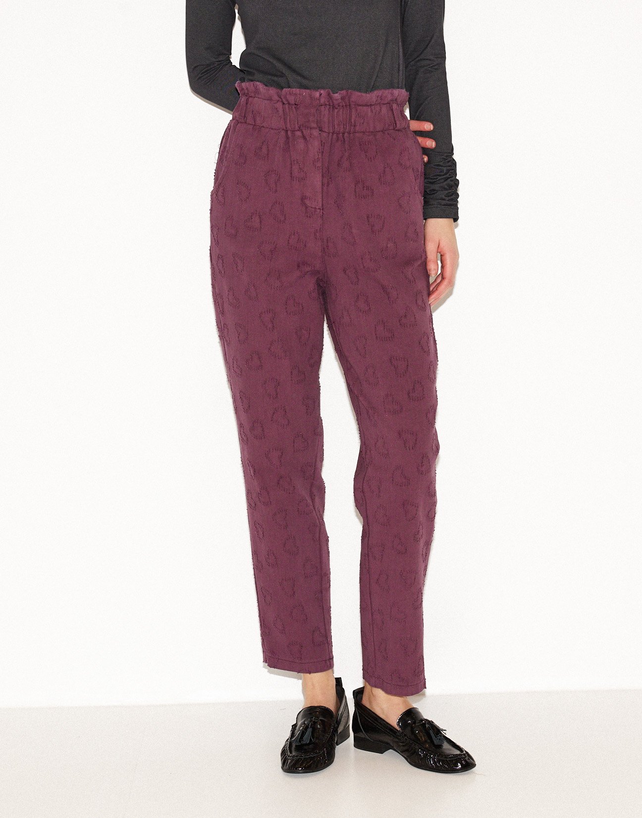 Textured fabric trousers