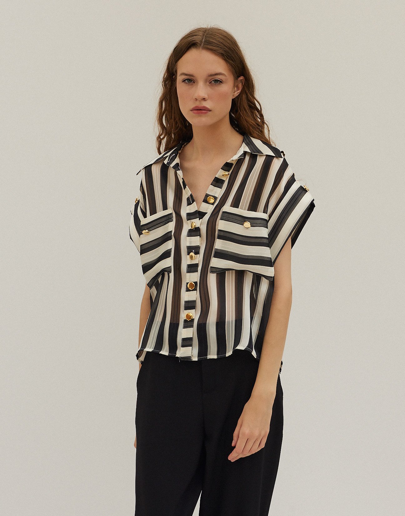 Striped semi sheer shirt