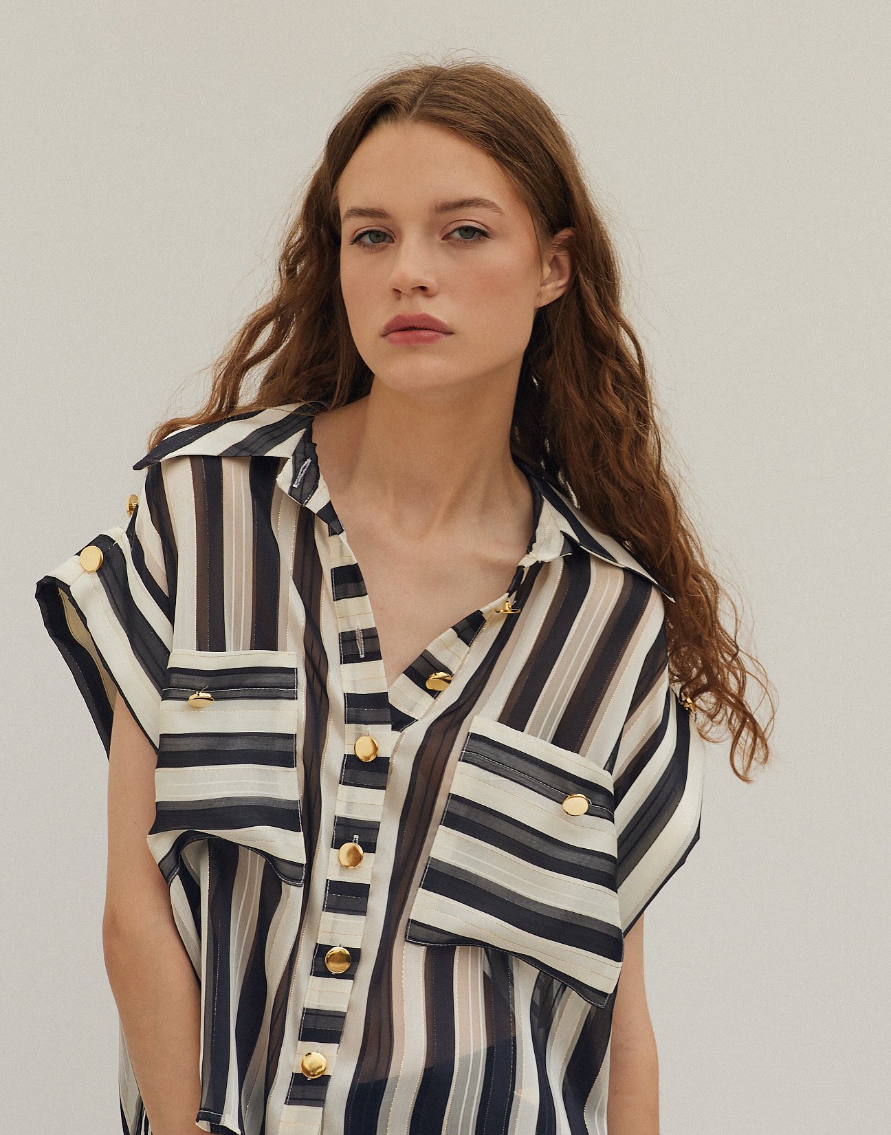 Striped semi sheer shirt