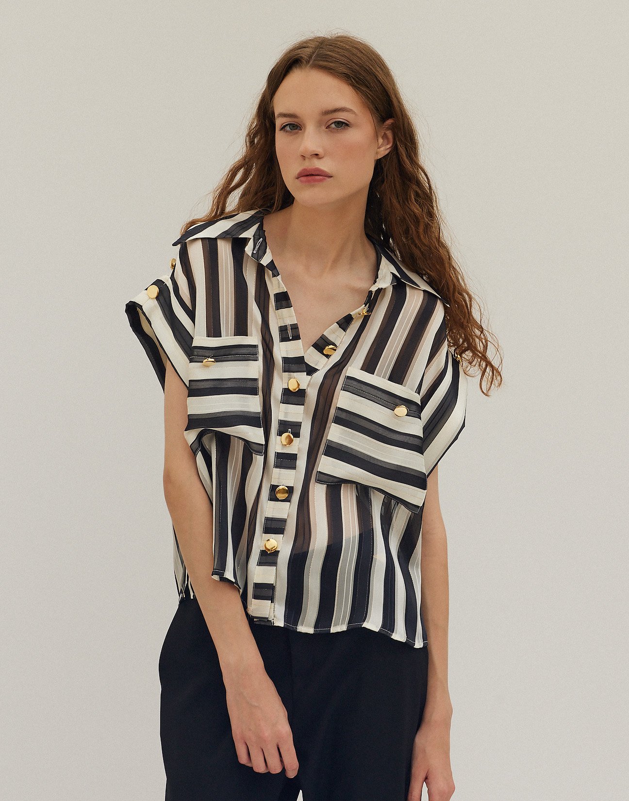 Striped semi sheer shirt