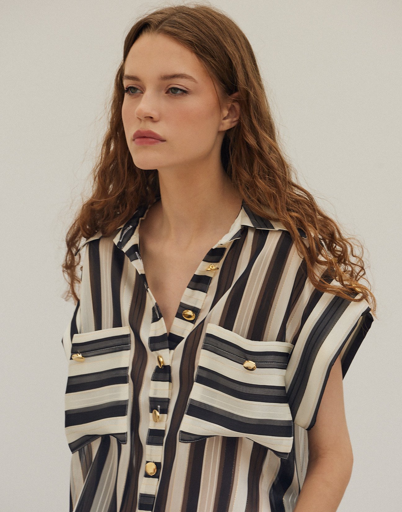 Striped semi sheer shirt